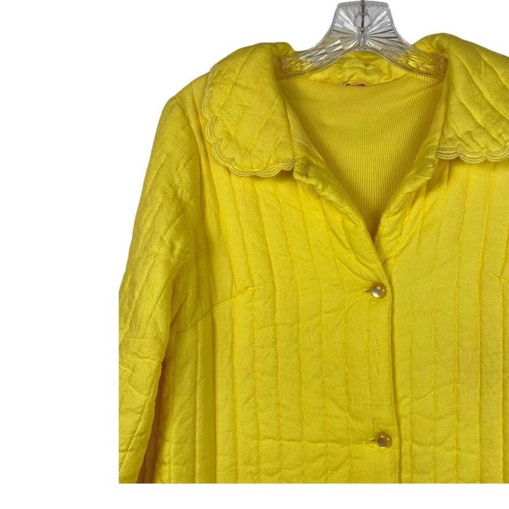 SEARS Yellow Quilted Housecoat Robe M VINTAGE - Picture 2 of 10